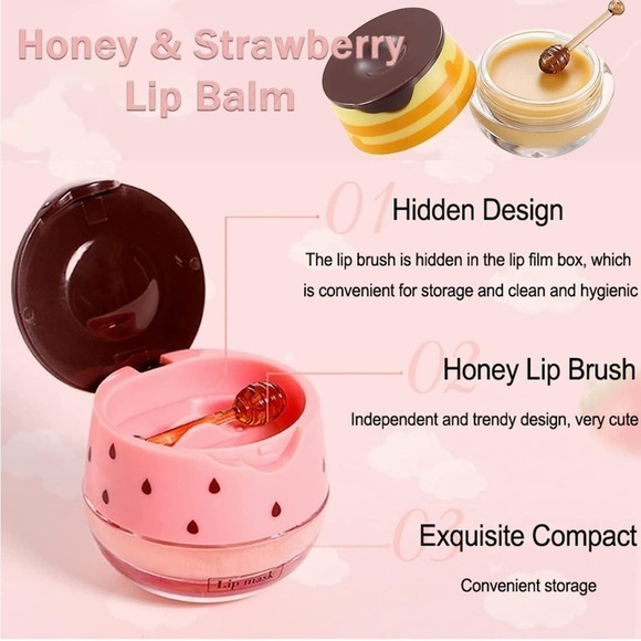 NWT, Vacuum Wrapped and Sealed  |  RARE Bee Balm Strawberry Lip Mask with Scoop - Picture 2 of 5